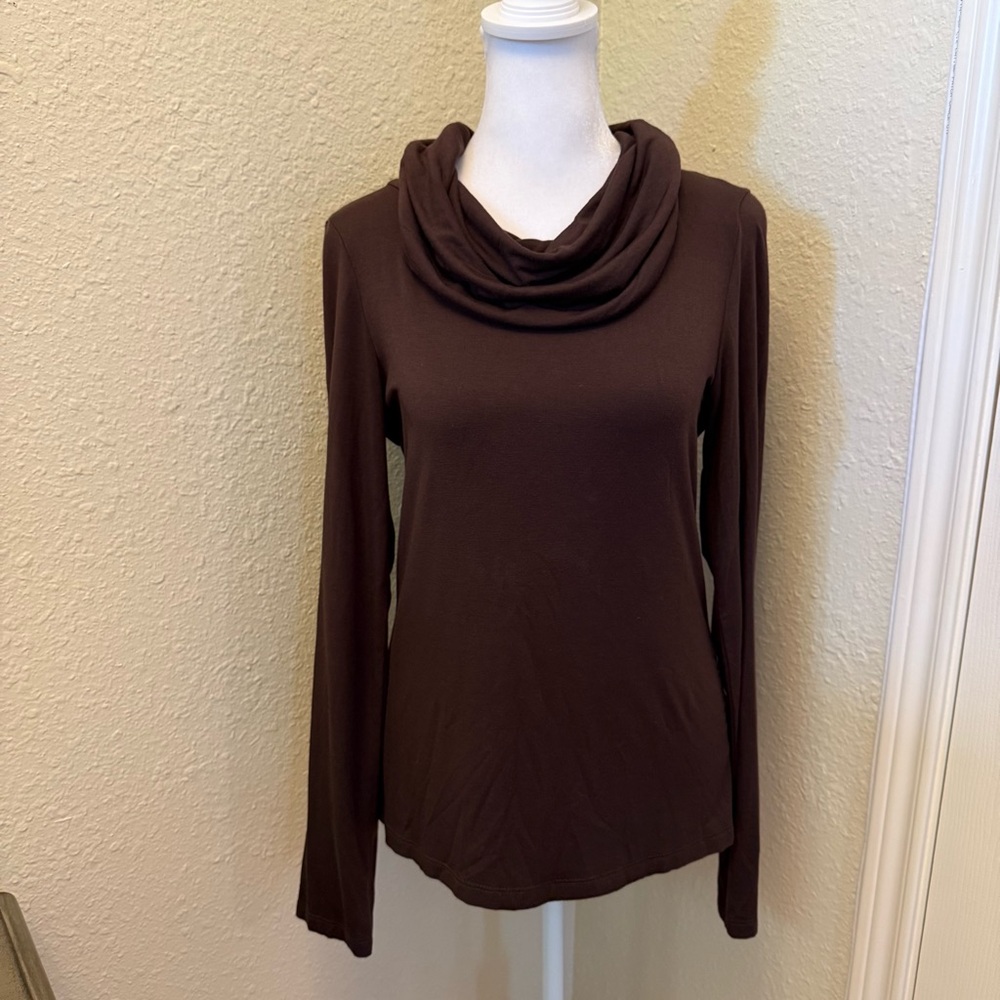 Emil Rutenberg Women's Brown Cowl Neck Turtleneck Long Sleeve Knit Top M